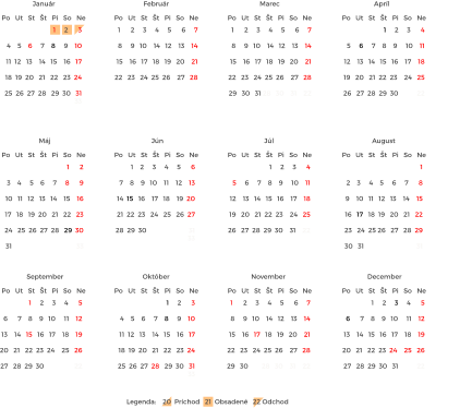 1      2  3    4     5    6     7     8      9  10   11   12   13   14    15    16  17   18   19  20   21   22   23  24   25  26  27  28   29  30  31                                      33                                1     2     3     4      5  6      7    8    9   10     11    12  13    14   15   16   17    18    19  20   21   22  23  24    25   26  27   28  29  30                  22                       Po   Ut   St   Št   Pi   So   Ne Január Po   Ut   St   Št   Pi   So   Ne Február Po   Ut   St   Št   Pi   So   Ne Marec Po   Ut   St   Št   Pi   So   Ne Apríl Po   Ut   St   Št   Pi   So   Ne Máj Po   Ut   St   Št   Pi   So   Ne Jún Po   Ut   St   Št   Pi   So   Ne August Po   Ut   St   Št   Pi   So   Ne September Po   Ut   St   Št   Pi   So   Ne Október Po   Ut   St   Št   Pi   So   Ne November Po   Ut   St   Št   Pi   So   Ne December Po   Ut   St   Št   Pi   So   Ne Júl 1    2     3     4     5      6  7    8    9   10    11    12    13  14  15   16    17   18    19  20  21  22  23   24   25   26  27  28  29  30                         31                                     33                                 1      2     3     4     5      6     7  8     9   10    14   12    13    14  15    16   17   18   19   20    21  22   23   24  25  26    27   28  29   30   31 28   30    31    22                        1     2     3      4  5     6     7    8    9     10    11  12    13   14   15   16    17    18  19   20   21  22  23    24   25  26   27  28  29  30    31    22                             1  2    3     4    5     6     7      8  9    10   11   12   13    14    15  16   17   18  19   20   21   22  23   24  25 26   27   28  29     30   31                               31                              1     2     3     4      5  6      7    8    9   10     11    12  13    14   15   16   17    18    19  20   21   22  23  24    25   26  27   28  29  30   31           22                        1     2     3      4  5     6     7    8    9     10    11  12    13   14   15   16    17    18  19   20   21  22  23    24   25  26   27  28  29  30           22                        1      2     3     4     5      6     7  8     9   10    14   12    13    14  15    16   17   18   19   20    21  22   23   24  25  26    27   28 1     2      3  4    5    6     7    8     9    10  11  12   13    14   15    16   17  18  19  20   21   22   23  24  25  26  27  28   29  30   31                                                            33                                 1      2     3     4     5      6     7  8     9   10    14   12    13    14  15    16   17   18   19   20    21  22   23   24  25  26    27   28  29   30        28   30    31    22                       1     2      3  4    5    6     7    8     9    10  11  12   13    14   15    16   17  18  19  20   21   22   23  24  25  26  27  28   29  30   31                                                            33                                Legenda:    20  Príchod   21  Obsadené   22 Odchod